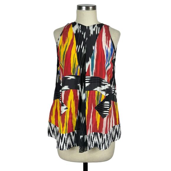 ALTUZARRA Silk Ikat Print Sleeveless Top Women's Size 40 US 8 Vibrant Colorful - Picture 1 of 10
